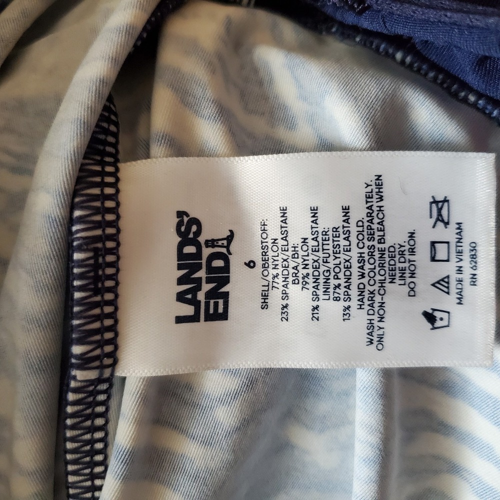 Lands End Size 6 Swim Tankini‎ Top Blue Tie Dye Square Neck UPF50 Underwire - Picture 7 of 7